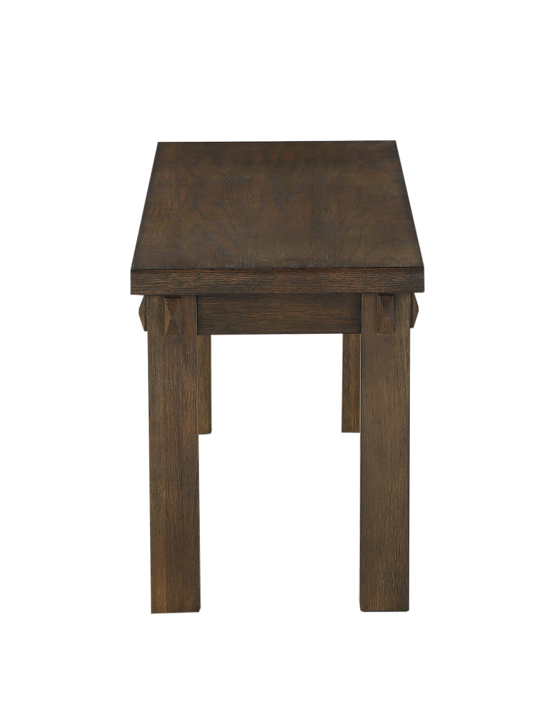 Poplar Wood Dining Side Bench with Thick Block Legs, Brown - 73163