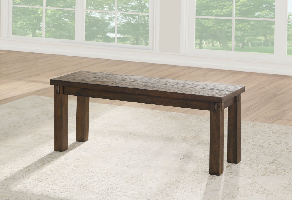 Poplar Wood Dining Side Bench with Thick Block Legs Brown - 73163 AMF-73163
