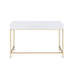 Two Drawers Wooden Desk with Tubular Metal Base White and Gold AMF-92540