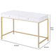 Two Drawers Wooden Desk with Tubular Metal Base White and Gold AMF-92540