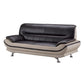 Faux Leather Upholstered Wooden Sofa with Tufted Cushioned Back, Dark Brown and Beige By Casagear Home