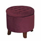 Button Tufted Velvet Upholstered Wooden Ottoman with Hidden Storage Red and Brown - K6171-B119 By Casagear Home KFN-K6171-B119