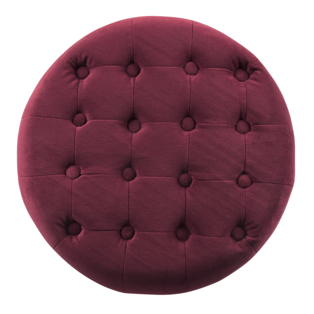 Button Tufted Velvet Upholstered Wooden Ottoman with Hidden Storage Red and Brown - K6171-B119 By Casagear Home KFN-K6171-B119