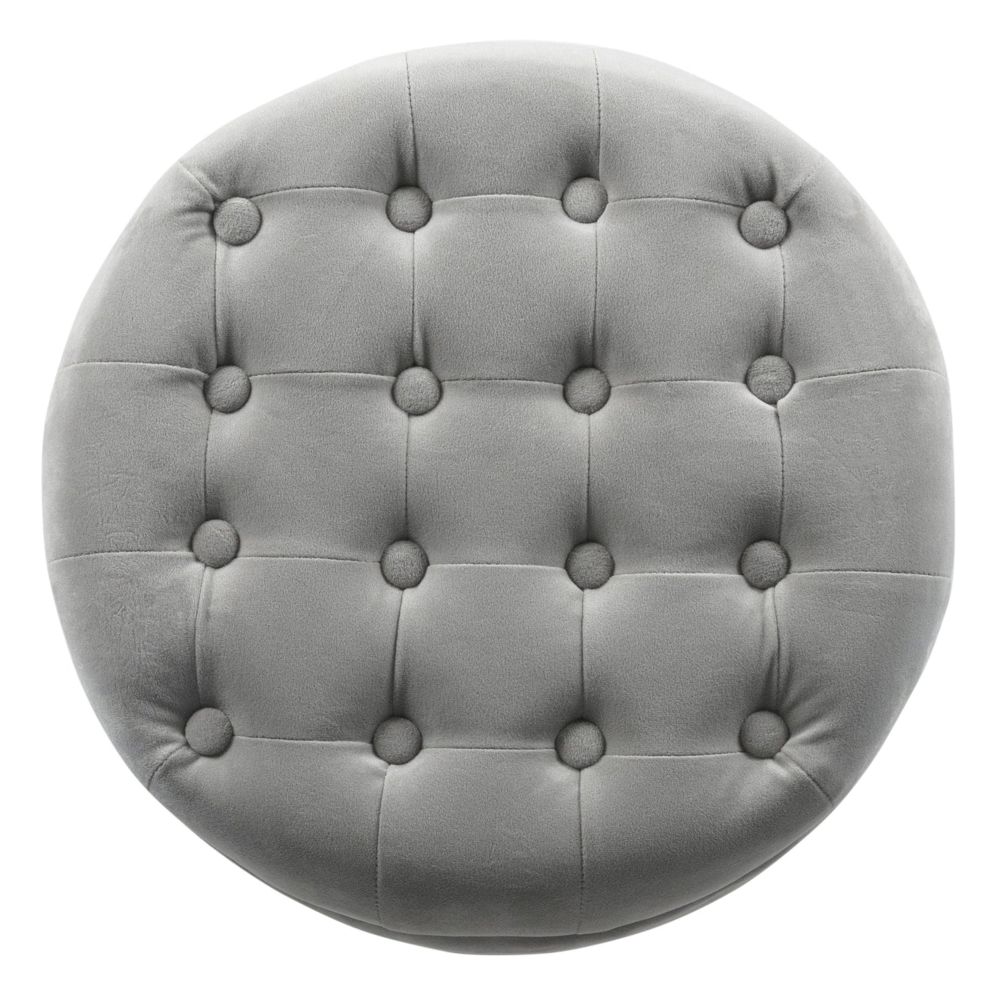 Button Tufted Velvet Upholstered Wooden Ottoman with Hidden Storage, Light Gray and Brown - K6171-B214 By Casagear Home