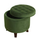 Button Tufted Velvet Upholstered Wooden Ottoman with Hidden Storage Green and Brown - K6171-B228 By Casagear Home KFN-K6171-B228