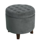 Button Tufted Velvet Upholstered Wooden Ottoman with Hidden Storage, Gray and Brown - K6171-B229 By Casagear Home