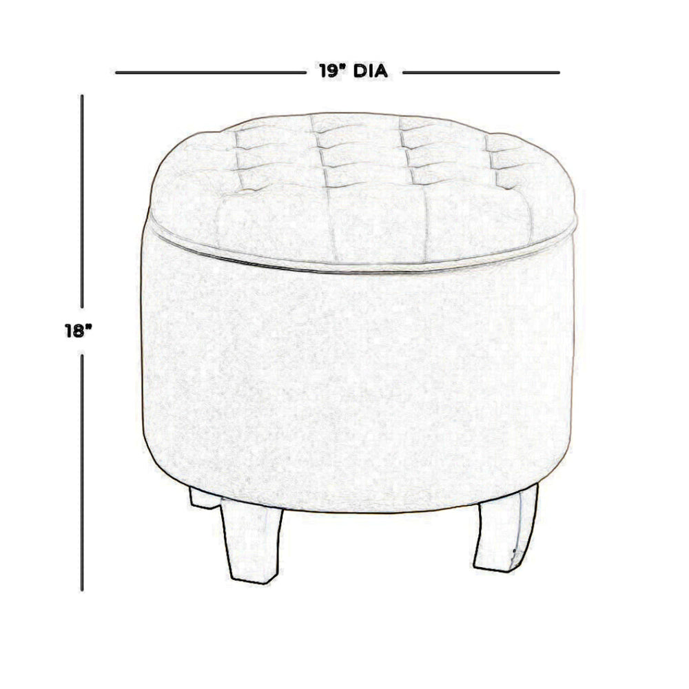 Button Tufted Velvet Upholstered Wooden Ottoman with Hidden Storage Cream and Brown - K6171-B247 By Casagear Home KFN-K6171-B247