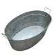 Embossed Design Oval Shape Galvanized Steel Tub with Side Handles Large Silver By The Urban Port BM195213