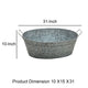 Embossed Design Oval Shape Galvanized Steel Tub with Side Handles Large Silver By The Urban Port BM195213
