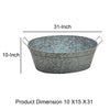 Embossed Design Oval Shape Galvanized Steel Tub with Side Handles, Large, Silver - BM195213
