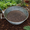Round Galvanized Steel Compost Sifter with Wire Mesh Design Base, Antique Silver