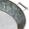 Round Galvanized Steel Compost Sifter with Wire Mesh Design Base, Antique Silver