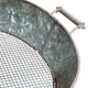 Round Galvanized Steel Compost Sifter with Wire Mesh Design Base, Antique Silver