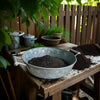 Round Galvanized Steel Compost Sifter with Wire Mesh Design Base, Antique Silver