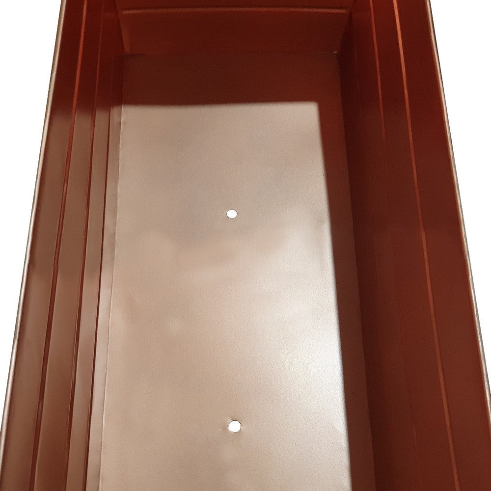 Rectangular Metal Flower Planter Box with Embossed Line Design, Large, Copper By The Urban Port