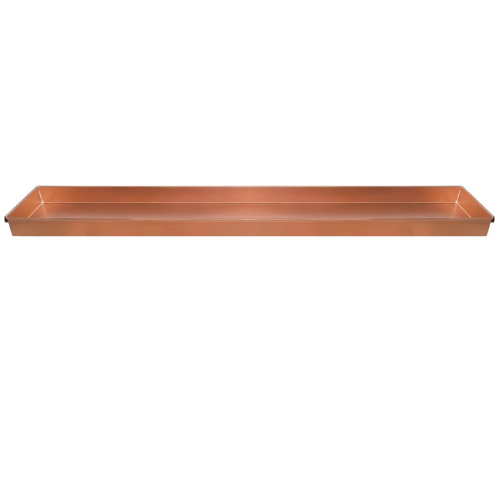 29 Inch Rectangular Metal Windowsill Planter Tray, Trim Edges, Large, Copper By The Urban Port