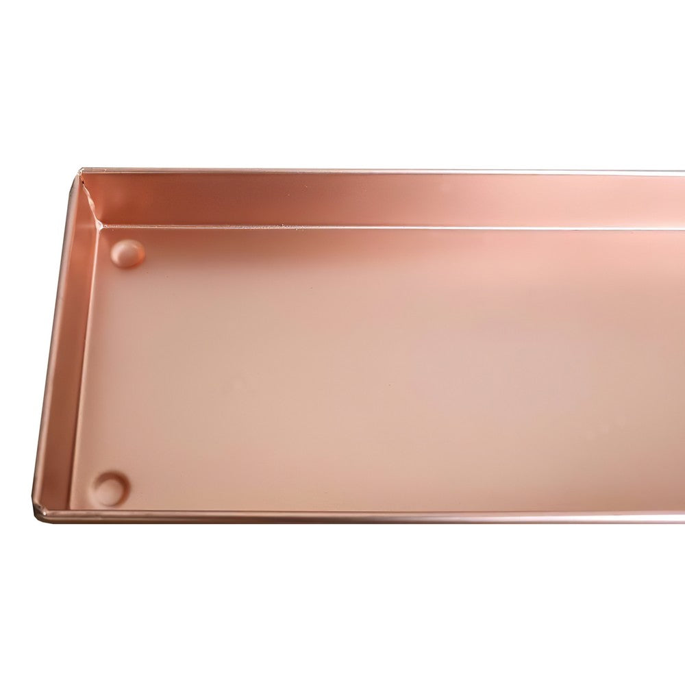 29 Inch Rectangular Metal Windowsill Planter Tray, Trim Edges, Large, Copper By The Urban Port