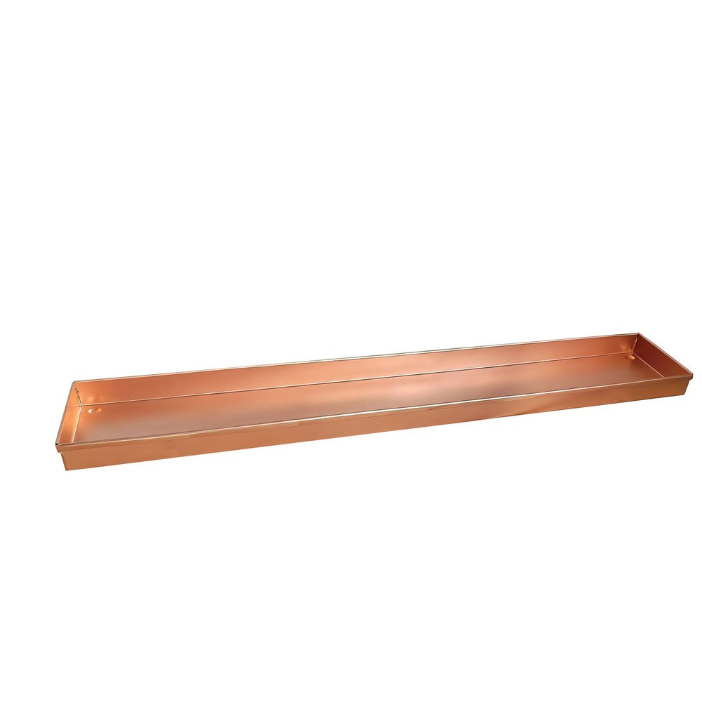29 Inch Rectangular Metal Windowsill Planter Tray, Trim Edges, Large, Copper By The Urban Port