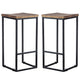 30 Inch Iron Frame Barstool with Mango Wood Saddle Seat Set of 2 Brown and Black By Casagear Home CLH-PL12903