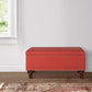 Fabric Upholstered Wooden Storage Bench With Nail head Trim, Large, Orange and Brown - K5668NP-F1289 By Casagear Home