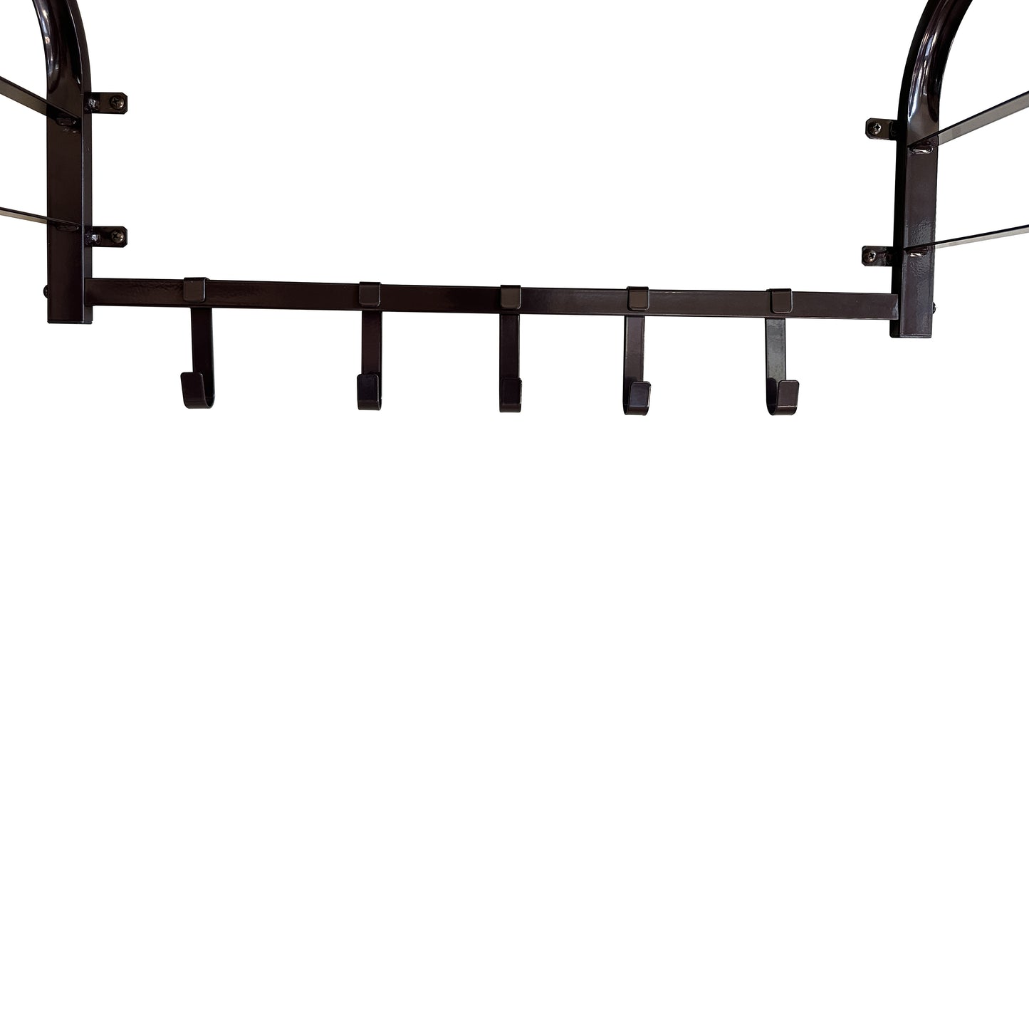 26 Inch Industrial Metal Frame Wall Mount Coat Rack 5 Hooks 1 Shelf Rustic Brown Black By Casagear Home BM195870