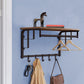 26 Inch Industrial Metal Frame Wall Mount Coat Rack 5 Hooks 1 Shelf Rustic Brown Black By Casagear Home BM195870