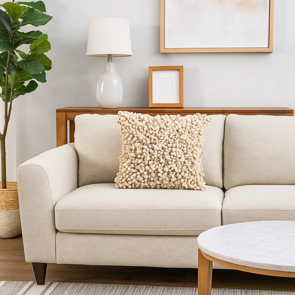 Accent Pillow | Fabric | Shaggy Details | Cream