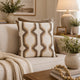 Pillow | Cotton | Geometric Embroidery | Brown & White