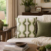 Pillow | Cotton | Geometric Embroidery | Green & White