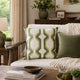 Pillow | Cotton | Geometric Embroidery | Green & White