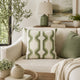 Pillow | Cotton | Geometric Embroidery | Green & White