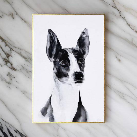 Wall Art | Dog Breed | Watercolor | Wood Backing | Black & White