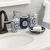 4 Piece Bath Accessories Set | Blue & White
