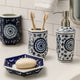 4 Piece Bath Accessories Set | Blue & White