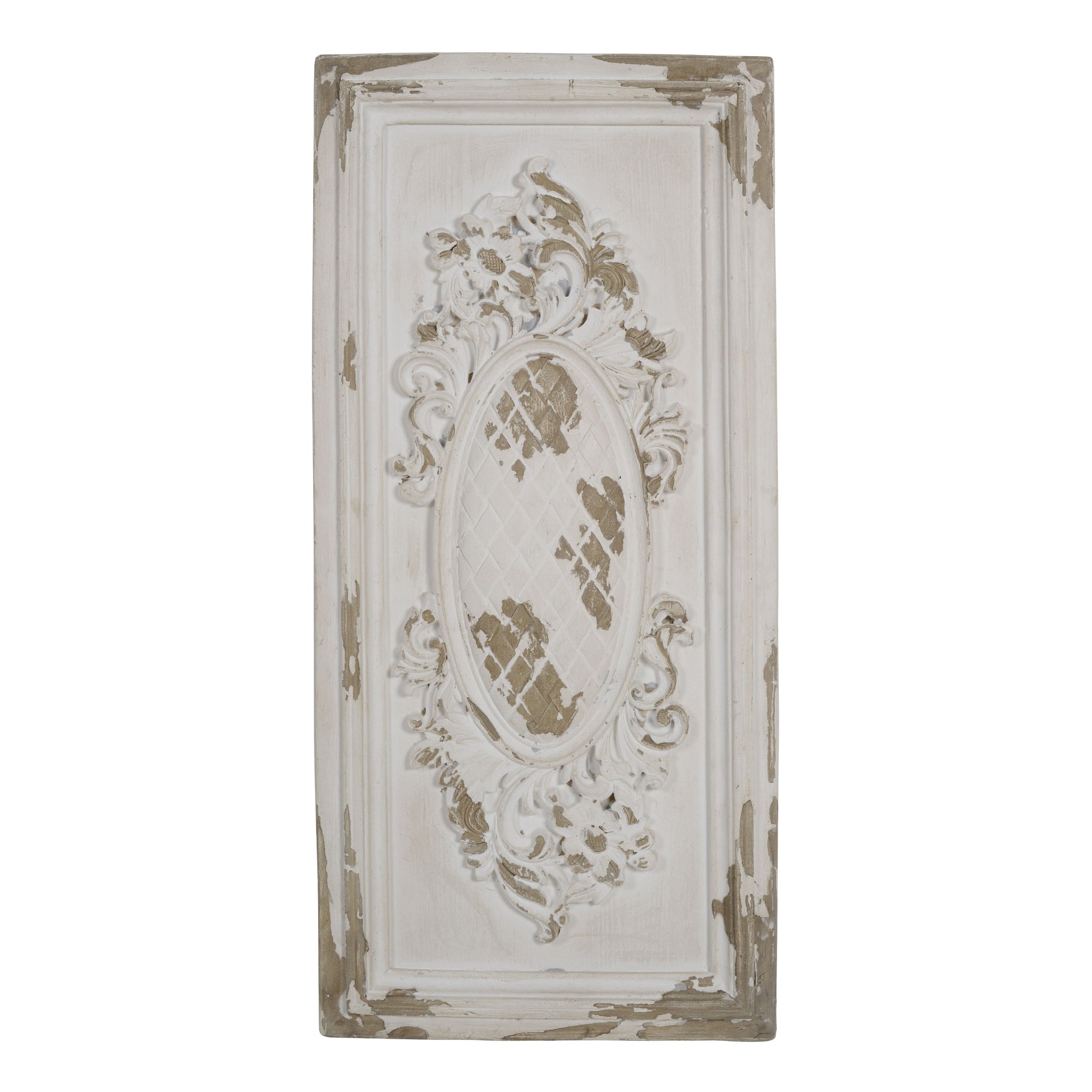 Traditional Style Decorative Wall Panel, White and Brown By Casagear Home