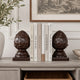 Bookends | Ceramic Artichoke | Square Base | Set of 2 | Brown