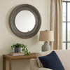 Wall Mirror | Round | Thick Embossed Metal Border | Antique Gray
