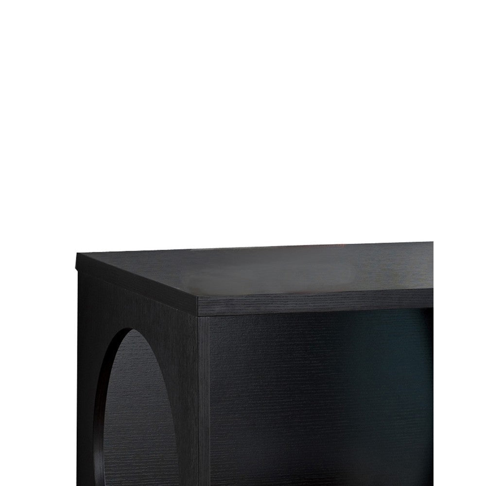 Wooden Pet End Table with Flat Base and Cutout Design on Sides, Black By Casagear Home