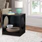 Wooden Pet End Table with Flat Base and Cutout Design on Sides, Black By Casagear Home