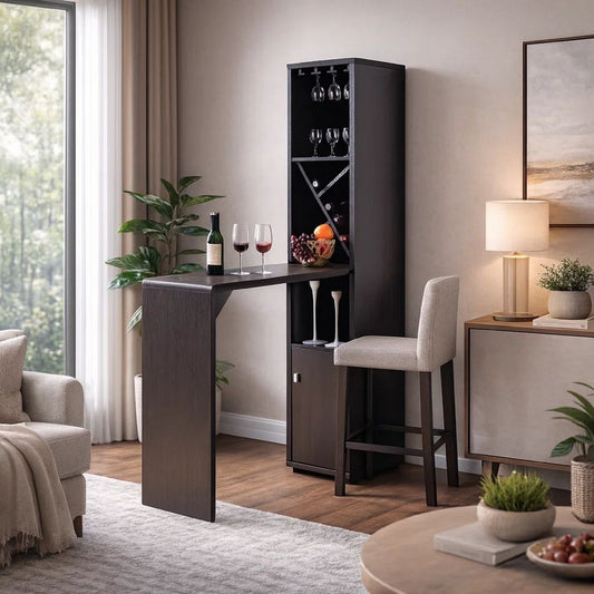 Wine Cabinet | Wood | Bar Table & Storage | Red Cocoa Brown