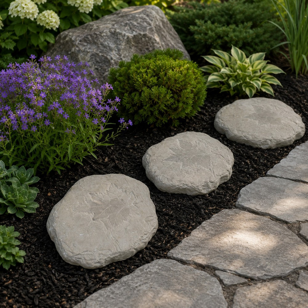 Accent Stone | Concrete | Fossil Maple Leaf | White