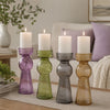 Candle Holders | Glass Pillar | Set of 4 | Multicolor
