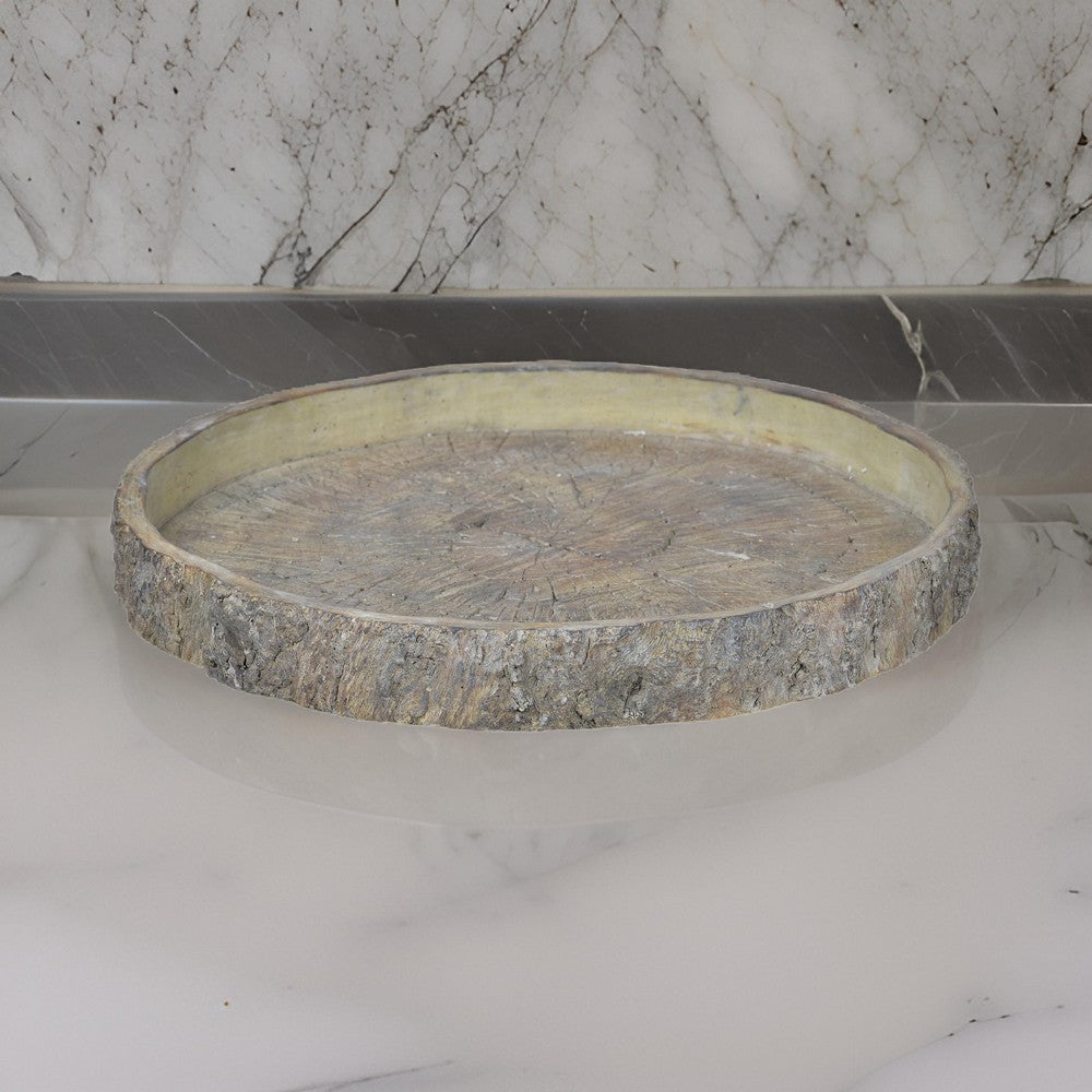 Log Plate | Cement | Distressed Finish | Gray