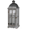 Wood and Metal Lanterns with Glass Window Pane Design, Gray, Set of 2 - BM200911 By Casagear Home