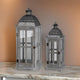 Lantern Set | Wood & Metal | Glass Pane Design | Set of 2 | Gray