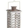 Wood and Metal Lanterns with Louvered Design White Set of 2 - BM200913 By Casagear Home BM200913
