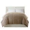 Genoa Twin Size Box Quilted Reversible Comforter By Casagear Home Brown and Gold BM202042