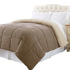 Genoa Twin Size Box Quilted Reversible Comforter By Casagear Home, Brown and Gold