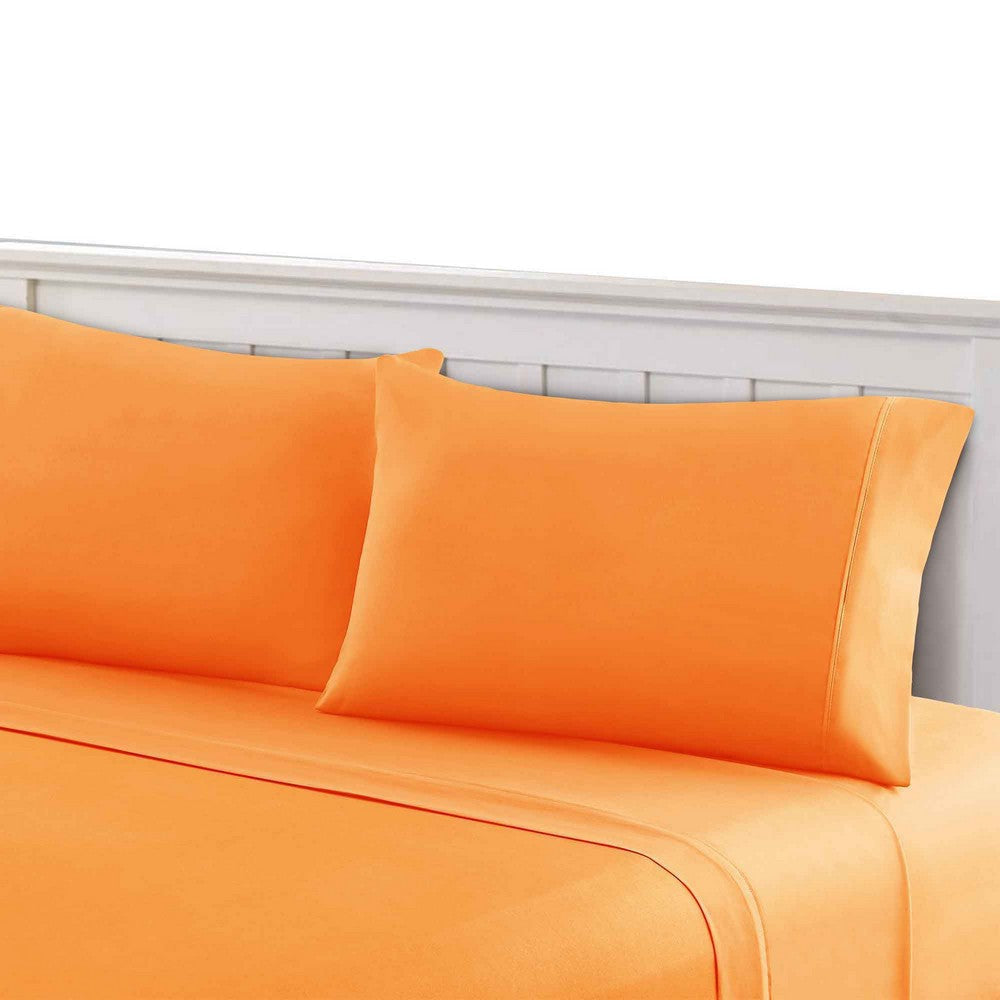 Bezons 3 Piece Twin Sheet Set | Plain | Orange
