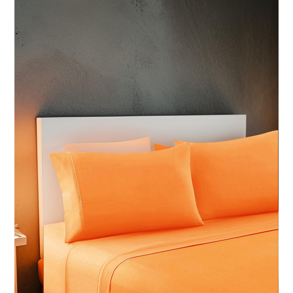 Bezons 4 Piece Queen Size Microfiber Sheet Set By Casagear Home, Orange